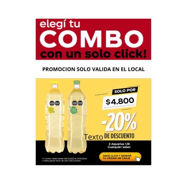 PROMO QR 2 AQUARUIS 1.5 LT X $ 4800
