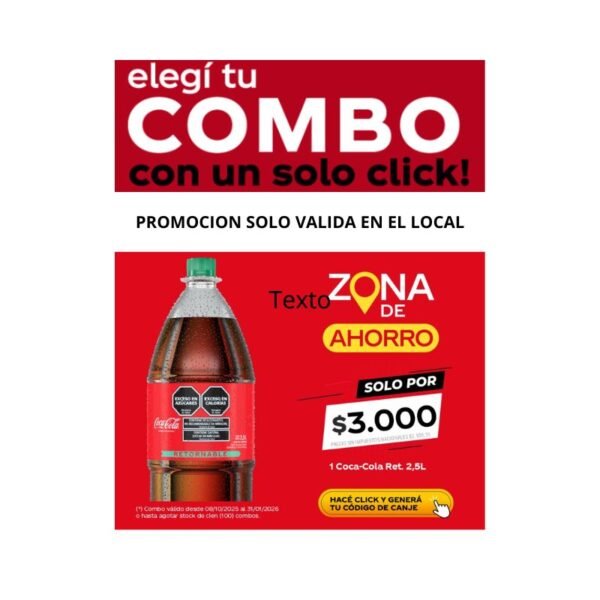 PROMO QR COCA COLA 2.5 RETORNABLE $ 3000