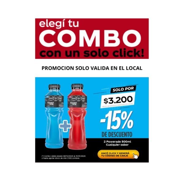 PROMO QR 2 POWERADE 500 ML X $ 3200