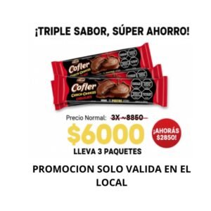 PROMO 3 GALLETAS COFLER BAÑADAS $ 6000