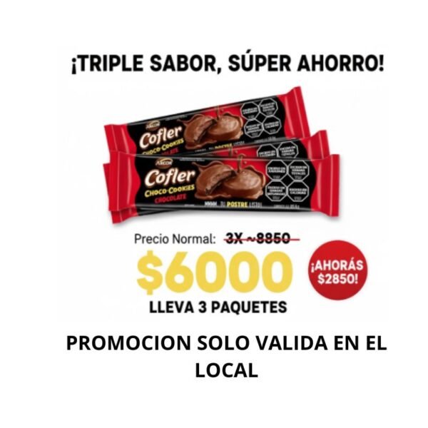 PROMO 3 GALLETAS COFLER BAÑADAS $ 6000